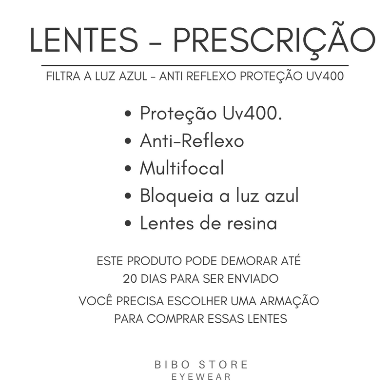 LENTES ANTI LUZ AZUL - ANTI REFLEXO - PROTEÇÃO UV400 - MULTIFOCAIS -RESINA [02] ✔️