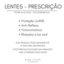 LENTES FOTOCROMATICAS - PRESCRIÇÃO MÉDICA
